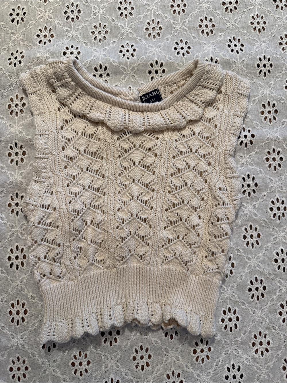 Kiabi Cream Openwork Cropped Knit Sweater Vest